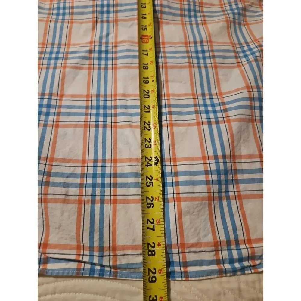 J.Crew Shirt Men's Large Orange Blue Check Button-down Cotton